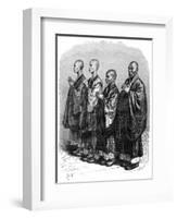 Buddhists in Prayer, Japan, 19th Century-A de Neuville-Framed Giclee Print