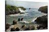 Buelna Beach and Karst Limestone El Picon Rock Pillar at High Tide, Near Llanes, Asturias, Spain-Nick Upton-Stretched Canvas