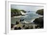 Buelna Beach and Karst Limestone El Picon Rock Pillar at High Tide, Near Llanes, Asturias, Spain-Nick Upton-Framed Photographic Print