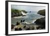 Buelna Beach and Karst Limestone El Picon Rock Pillar at High Tide, Near Llanes, Asturias, Spain-Nick Upton-Framed Photographic Print