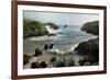 Buelna Beach and Karst Limestone El Picon Rock Pillar at High Tide, Near Llanes, Asturias, Spain-Nick Upton-Framed Photographic Print