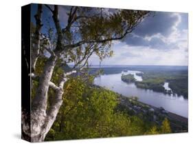 Buena Vista Park Lookout, Mississippi River, Alma, Wisconsin, USA-Walter Bibikow-Stretched Canvas