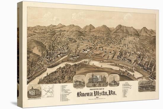 Buena Vista, Virginia - Panoramic Map-Lantern Press-Stretched Canvas