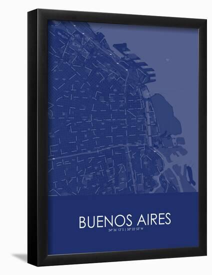 Buenos Aires, Argentina Blue Map-null-Framed Poster