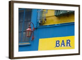 Buenos Aires, Argentina. La Boca Colorful Street with Murals Out Window of Bar of Building-Bill Bachmann-Framed Photographic Print