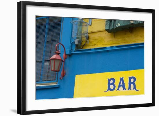 Buenos Aires, Argentina. La Boca Colorful Street with Murals Out Window of Bar of Building-Bill Bachmann-Framed Photographic Print