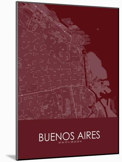 Buenos Aires, Argentina Red Map-null-Mounted Poster