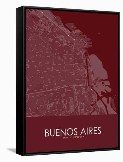 Buenos Aires, Argentina Red Map-null-Framed Stretched Canvas