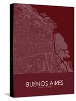 Buenos Aires, Argentina Red Map-null-Stretched Canvas