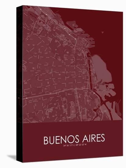 Buenos Aires, Argentina Red Map-null-Stretched Canvas