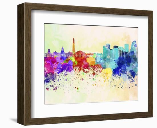 Buenos Aires Skyline in Watercolor Background-paulrommer-Framed Art Print
