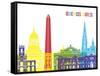 Buenos Aires Skyline Pop-paulrommer-Framed Stretched Canvas