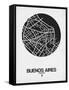 Buenos Aires Street Map Black on White-NaxArt-Framed Stretched Canvas