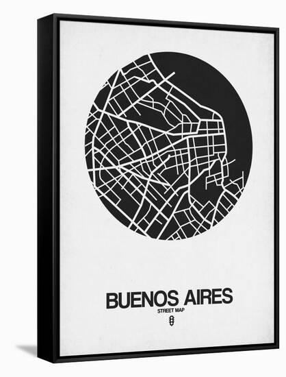 Buenos Aires Street Map Black on White-NaxArt-Framed Stretched Canvas