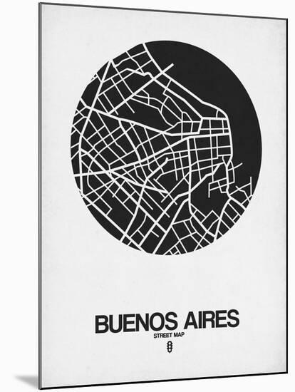 Buenos Aires Street Map Black on White-NaxArt-Mounted Art Print