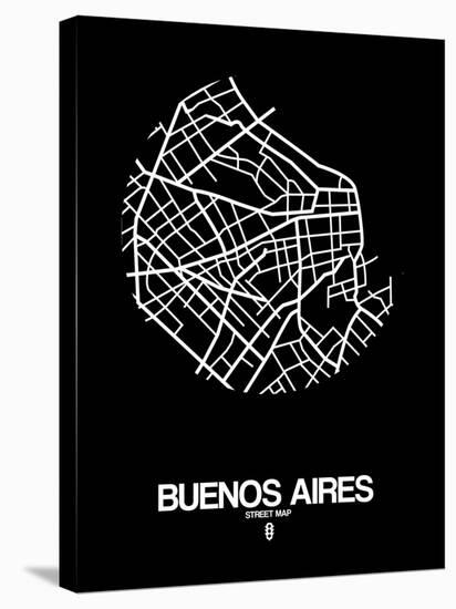 Buenos Aires Street Map Black-NaxArt-Stretched Canvas