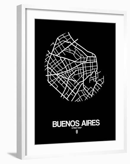 Buenos Aires Street Map Black-NaxArt-Framed Art Print