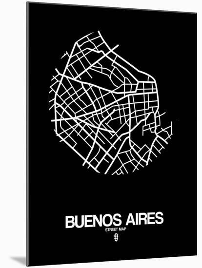 Buenos Aires Street Map Black-NaxArt-Mounted Art Print