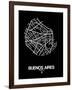 Buenos Aires Street Map Black-NaxArt-Framed Art Print