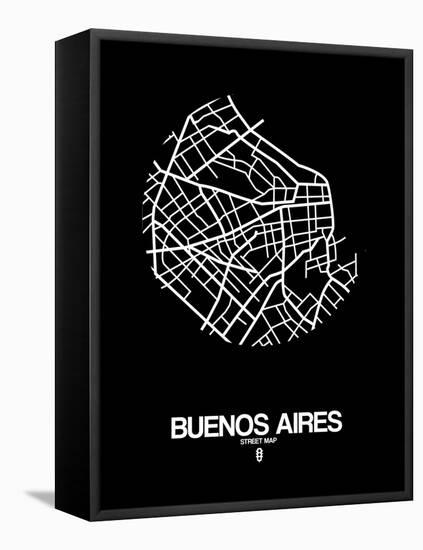 Buenos Aires Street Map Black-NaxArt-Framed Stretched Canvas