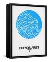 Buenos Aires Street Map Blue-NaxArt-Framed Stretched Canvas