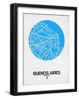 Buenos Aires Street Map Blue-NaxArt-Framed Art Print