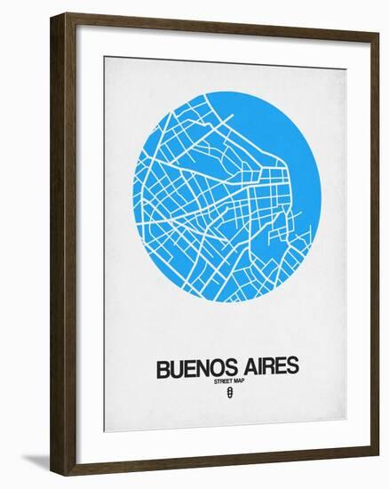 Buenos Aires Street Map Blue-NaxArt-Framed Art Print