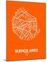 Buenos Aires Street Map Orange-NaxArt-Mounted Art Print