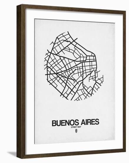 Buenos Aires Street Map White-NaxArt-Framed Art Print