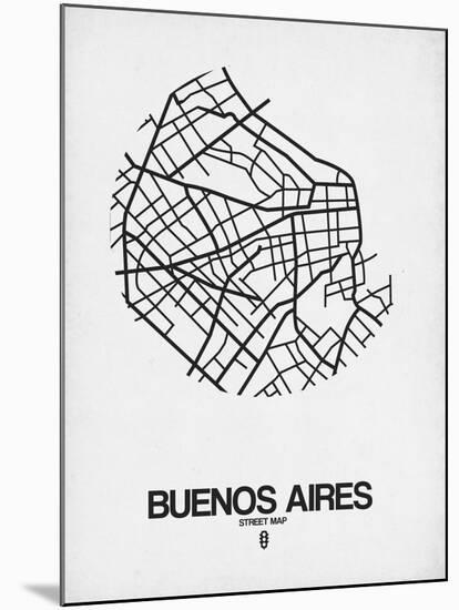 Buenos Aires Street Map White-NaxArt-Mounted Art Print