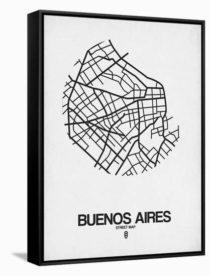 Buenos Aires Street Map White-NaxArt-Framed Stretched Canvas