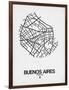 Buenos Aires Street Map White-NaxArt-Framed Art Print