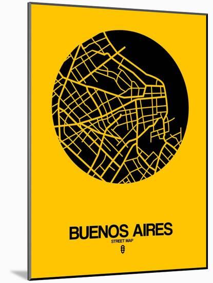 Buenos Aires Street Map Yellow-NaxArt-Mounted Art Print