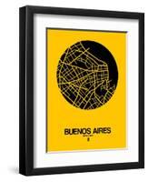 Buenos Aires Street Map Yellow-NaxArt-Framed Art Print