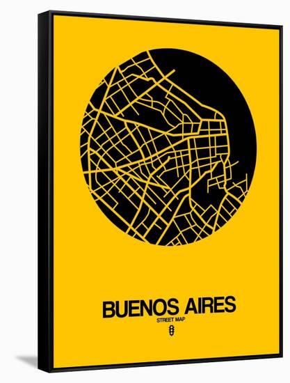 Buenos Aires Street Map Yellow-NaxArt-Framed Stretched Canvas