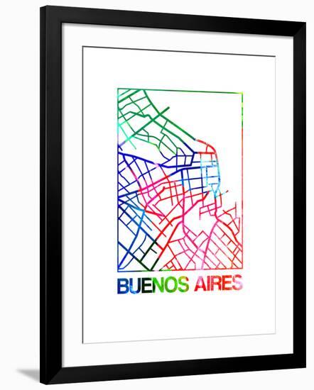 Buenos Aires Watercolor Street Map-NaxArt-Framed Art Print