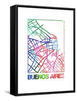 Buenos Aires Watercolor Street Map-NaxArt-Framed Stretched Canvas