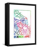 Buenos Aires Watercolor Street Map-NaxArt-Framed Stretched Canvas