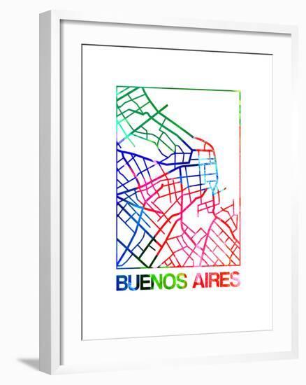 Buenos Aires Watercolor Street Map-NaxArt-Framed Art Print