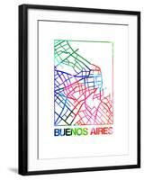 Buenos Aires Watercolor Street Map-NaxArt-Framed Art Print