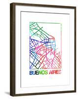 Buenos Aires Watercolor Street Map-NaxArt-Framed Art Print