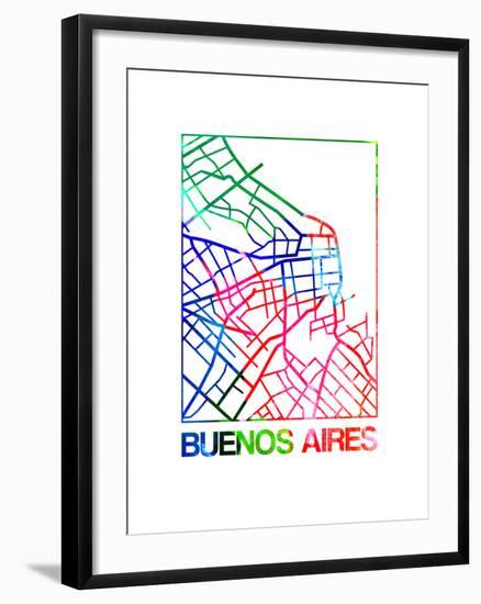 Buenos Aires Watercolor Street Map-NaxArt-Framed Art Print