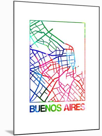 Buenos Aires Watercolor Street Map-NaxArt-Mounted Art Print