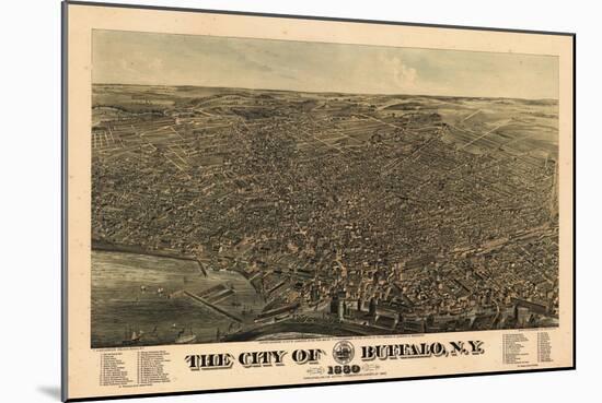 Buffalo 1880 Bird's Eye View, New York, United States-null-Mounted Giclee Print