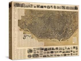 Buffalo 1902 Bird's Eye View 16x23, New York, United States-null-Stretched Canvas