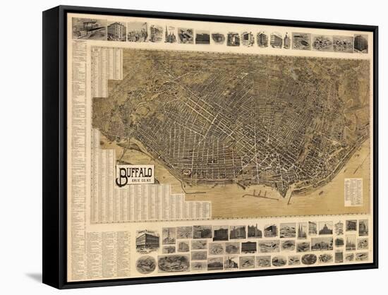 Buffalo 1902 Bird's Eye View 16x23, New York, United States-null-Framed Stretched Canvas