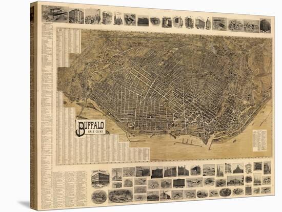 Buffalo 1902 Bird's Eye View 16x23, New York, United States-null-Stretched Canvas