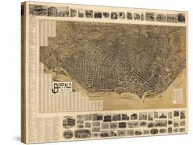 Buffalo 1902 Bird's Eye View 16x23, New York, United States-null-Stretched Canvas