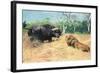 Buffalo and Lion before the Fight-Wilhelm Kuhnert-Framed Giclee Print