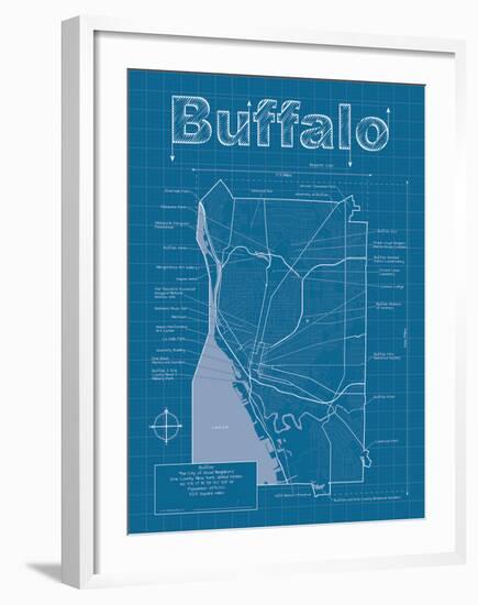 Buffalo Artistic Blueprint Map-Christopher Estes-Framed Art Print